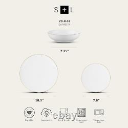 Gabrielle Bone China Dinnerware Set, 12-Piece Service for 4, White and Gold