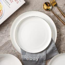 Gabrielle Bone China Dinnerware Set, 12-Piece Service for 4, White and Gold