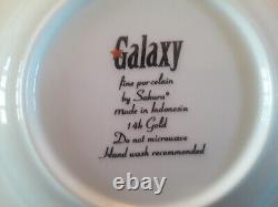 Galaxy Fine Porcelain By Sakura 12 Settings of 5 Pieces Star 14k Gold Dinnerware