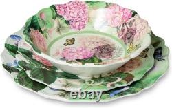 Garden Path Melamine 12-Piece Dinnerware Set Hydrangea Design, Service for