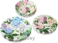 Garden Path Melamine 12-Piece Dinnerware Set Hydrangea Design, Service for