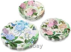 Garden Path Melamine 12-Piece Dinnerware Set Hydrangea Design, Service for