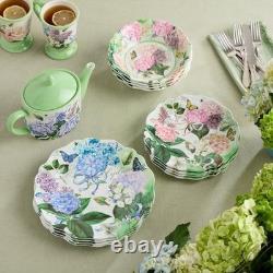 Garden Path Melamine 12-Piece Dinnerware Set Hydrangea Design, Service for