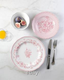 Genevieve 12-Piece Pink Porcelain Dinnerware Set Microwave Safe & Chip-Resista