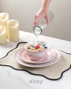 Genevieve 12-Piece Pink Porcelain Dinnerware Set Microwave Safe & Chip-Resista