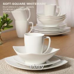 Gibson 40-Piece White Square Porcelain Expanded Dinnerware Set Service for 8