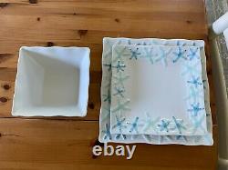 Gibson Cape Coral Embossed Coastal Starfish Border 24 Piece Dish Set Dinnerware