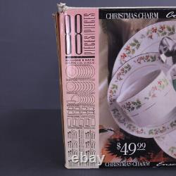 Gibson Christmas Charm Service For 8 Minus 1 Dinner Plate 87pcs Mistletoe White