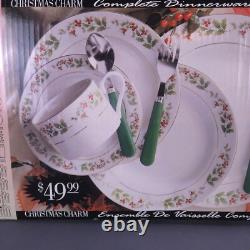 Gibson Christmas Charm Service For 8 Minus 1 Dinner Plate 87pcs Mistletoe White