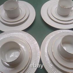 Gibson Claremont Gold Dinnerware 4 Place Settings Ivory Base Gold Trim 20 Pieces