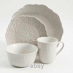 Gibson Elite 16 Piece Glaze Dinnerware Set Plates, Bowls, & Mugs, White (2 Pack)