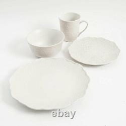 Gibson Elite 16 Piece Glaze Dinnerware Set Plates, Bowls, & Mugs, White (2 Pack)