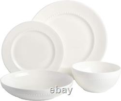 Gibson Elite Embossed Bone China Double Bowl Dinnerware Set, Service for 4 16Pc