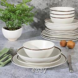 Gibson Elite Kings Road Double Plates and Bowl Organic Round Porcelain Chip and