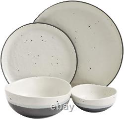 Gibson Elite Rhinebeck Double Bowl Dinnerware Set, Service for 4 (16Pcs), White