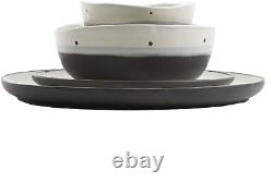 Gibson Elite Rhinebeck Double Bowl Dinnerware Set, Service for 4 (16Pcs), White