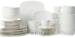 Gibson Home 48-Piece White Soft Square Dinnerware Set Service for 8 FREE SHIP