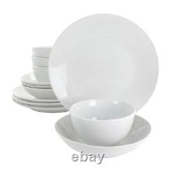 Gibson Home Classic Pearl Coupe 12 Piece Round Fine Ceramic Dinnerware Set in W