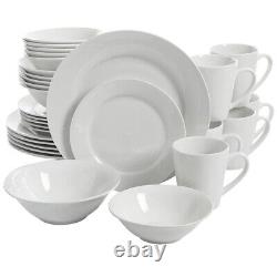 Gibson Home Noble Court 30 Piece Ceramic Dinnerware Set in White