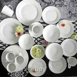 Gibson Home Noble Court 30 Piece Ceramic Dinnerware Set in White