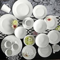 Gibson Home Noble Court 30 Piece White Ceramic Round Dinnerware Set Svc for 6