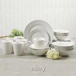 Gibson Home Noble Court 30 Piece White Ceramic Round Dinnerware Set Svc for 6