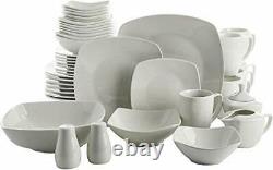 Gibson Home Zen Buffet Dinnerware Set Service for 6 39pcs White Square