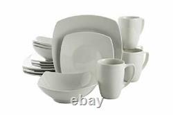 Gibson Home Zen Buffet Dinnerware Set Service for 6 39pcs White Square