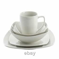 Gibson Home Zen Buffet Dinnerware Set Service for 6 39pcs White Square