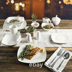 Gibson Home Zen Buffet Dinnerware Set Service for 6 39pcs White Square