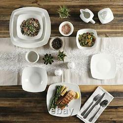 Gibson Home Zen Buffet Dinnerware Set Service for 6 39pcs White Square