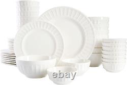 Gibson Home Zen Buffet Porcelain Dinnerware Set, Service for 8 (40Pcs), White E