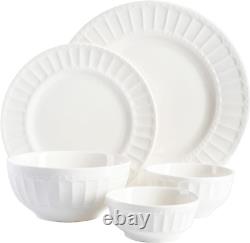 Gibson Home Zen Buffet Porcelain Dinnerware Set, Service for 8 (40Pcs), White E