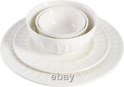 Gibson Home Zen Buffet Porcelain Dinnerware Set, Service for 8 (40Pcs), White E