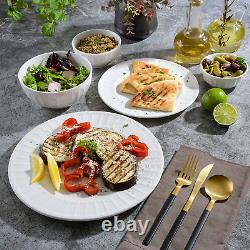 Gibson Home Zen Buffet Porcelain Dinnerware Set, Service for 8 (40Pcs), White E