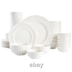 Gibson Home Zen Buffet Porcelain Dinnerware Set Service for 8 40pcs White Emb