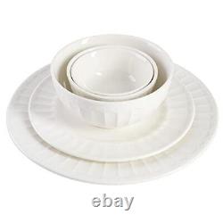 Gibson Home Zen Buffet Porcelain Dinnerware Set Service for 8 40pcs White Emb