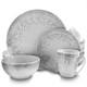 Gibson Platinum Dots 16 Piece Round Ceramic Dinnerware Set