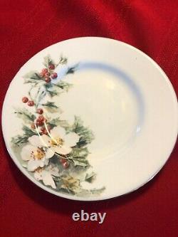 Gibson Poinsettia 40 Pce Dinnerware Set 8 Settings, Dinner Plate Cup Saucer Bowl