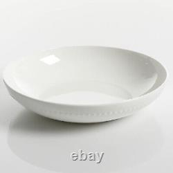 Gibson White 16pc Embossed Bone China Double Bowl Dinnerware Set for 4 120982.16