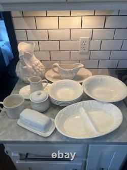 Gibson White Grape Vine Dinnerware Serving Set Bowls Plates Pitcher