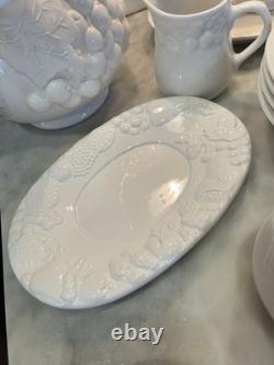 Gibson White Grape Vine Dinnerware Serving Set Bowls Plates Pitcher