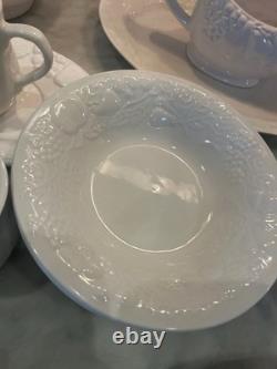 Gibson White Grape Vine Dinnerware Serving Set Bowls Plates Pitcher