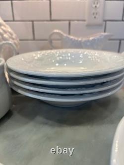 Gibson White Grape Vine Dinnerware Serving Set Bowls Plates Pitcher