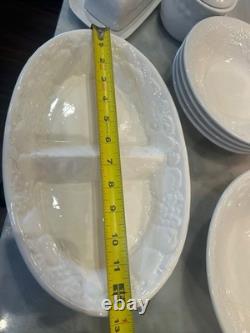 Gibson White Grape Vine Dinnerware Serving Set Bowls Plates Pitcher