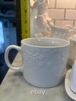 Gibson White Grape Vine Dinnerware Serving Set Bowls Plates Pitcher