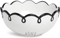 Glossy White 12-Piece Dinnerware Set for 4 with Black Scalloped Rims