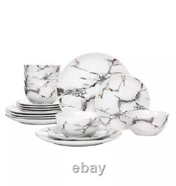 Godinger Rayo 16-Pc. White Marble Design Bowl & Plate Set H1633