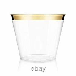 Gold Dinnerware 200 White/Gold Plastic Plates 300 Silverware 100 Cups 600 PCS