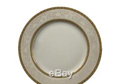 Gold Wreath 62 pc Dinnerware Set Super White Porcelain Service for 6